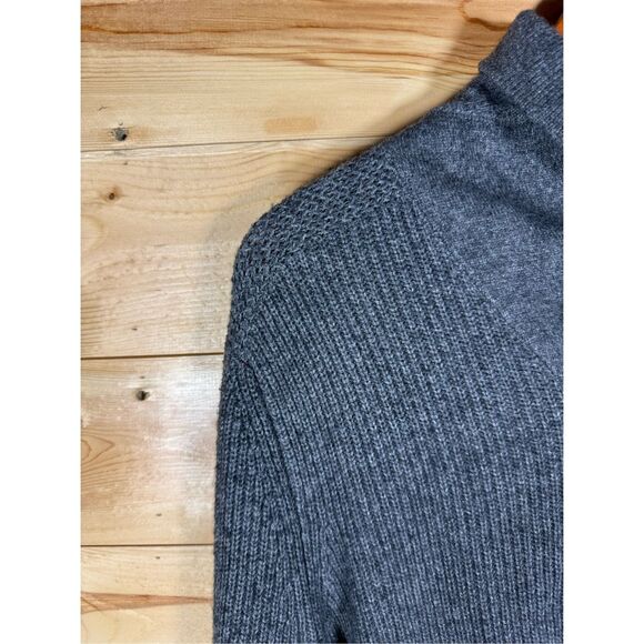 Abercrombie & Fitch Men's Charcoal Gray Wool Blend Knitted Shawl Collar Pullover - Picture 3 of 12